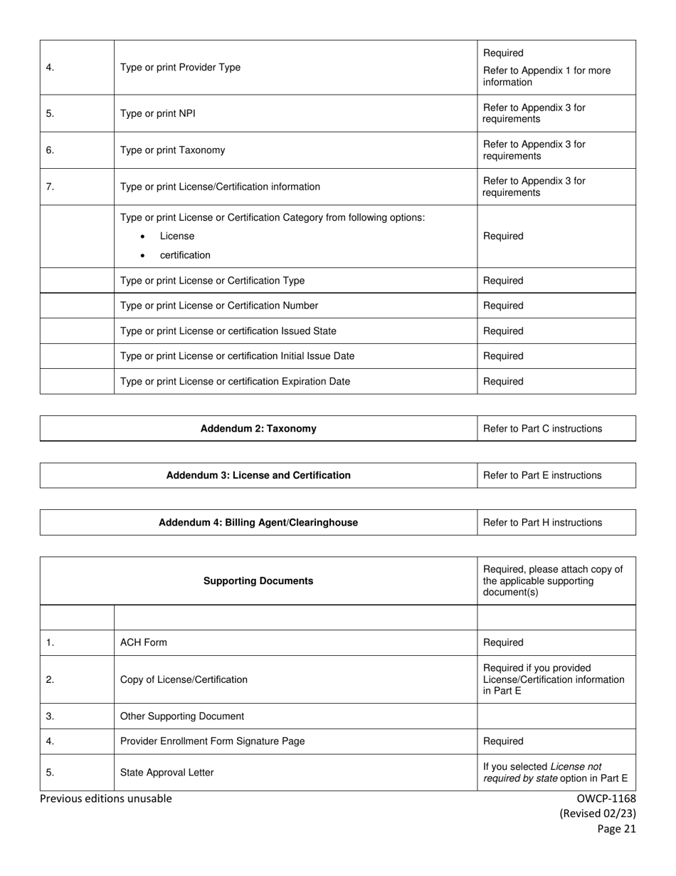Form OWCP-1168 Provider Enrollment Form, Page 23