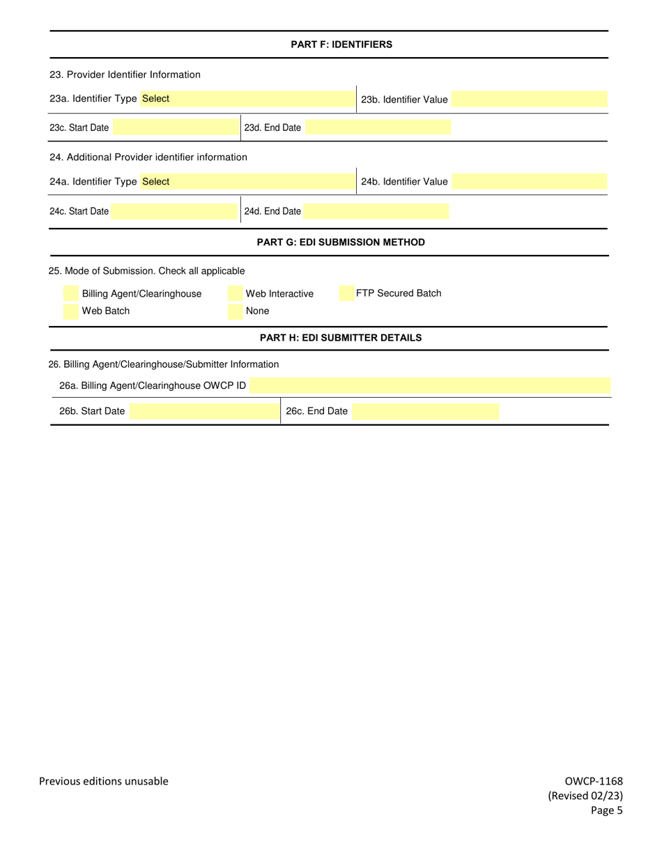 Form OWCP-1168 Provider Enrollment Form, Page 7