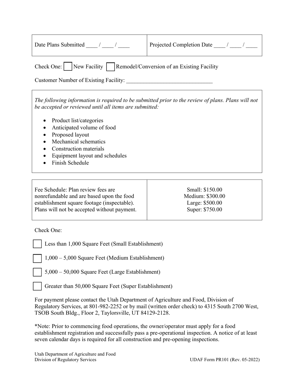 UDAF Form PR101 - Fill Out, Sign Online and Download Fillable PDF, Utah ...