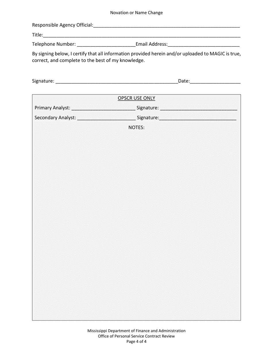 Mississippi Novation or Name Change Fill Out, Sign Online and Download PDF Templateroller