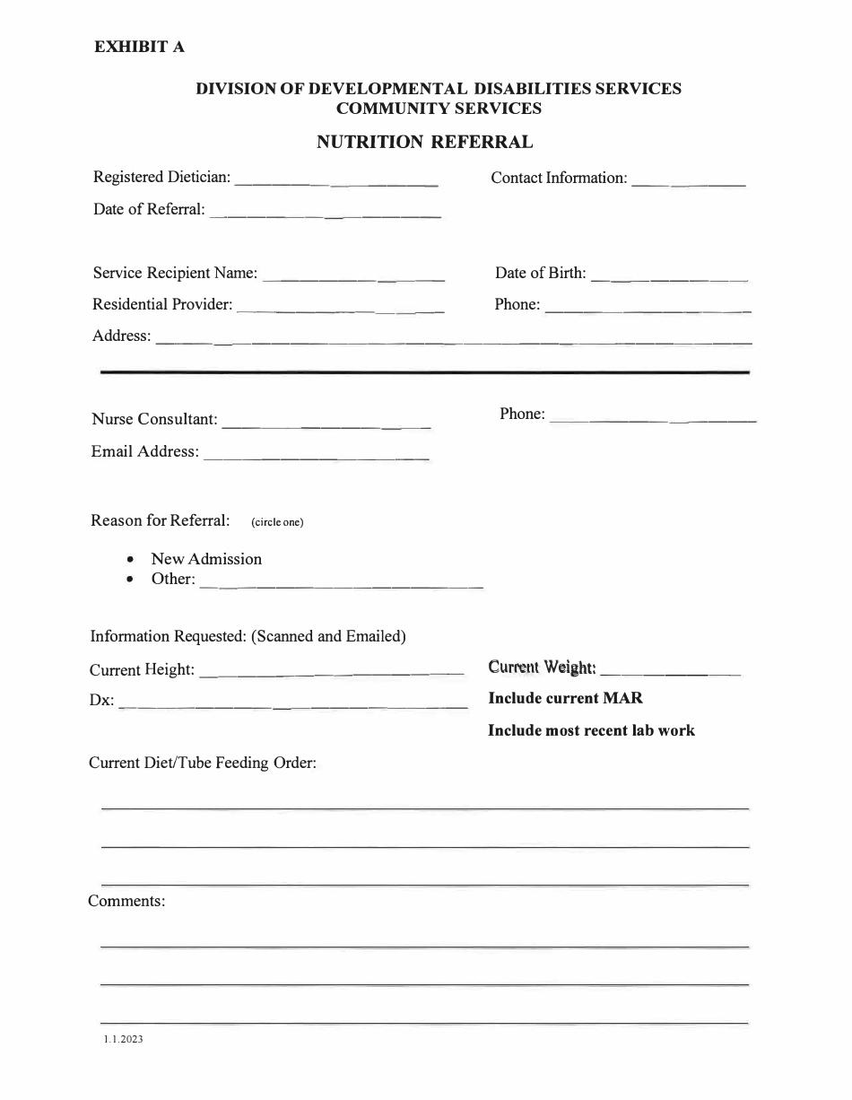 Delaware Nutrition Referral Fill Out, Sign Online and Download PDF