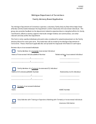 Form CAJ-1067 Family Advisory Board Application - Michigan