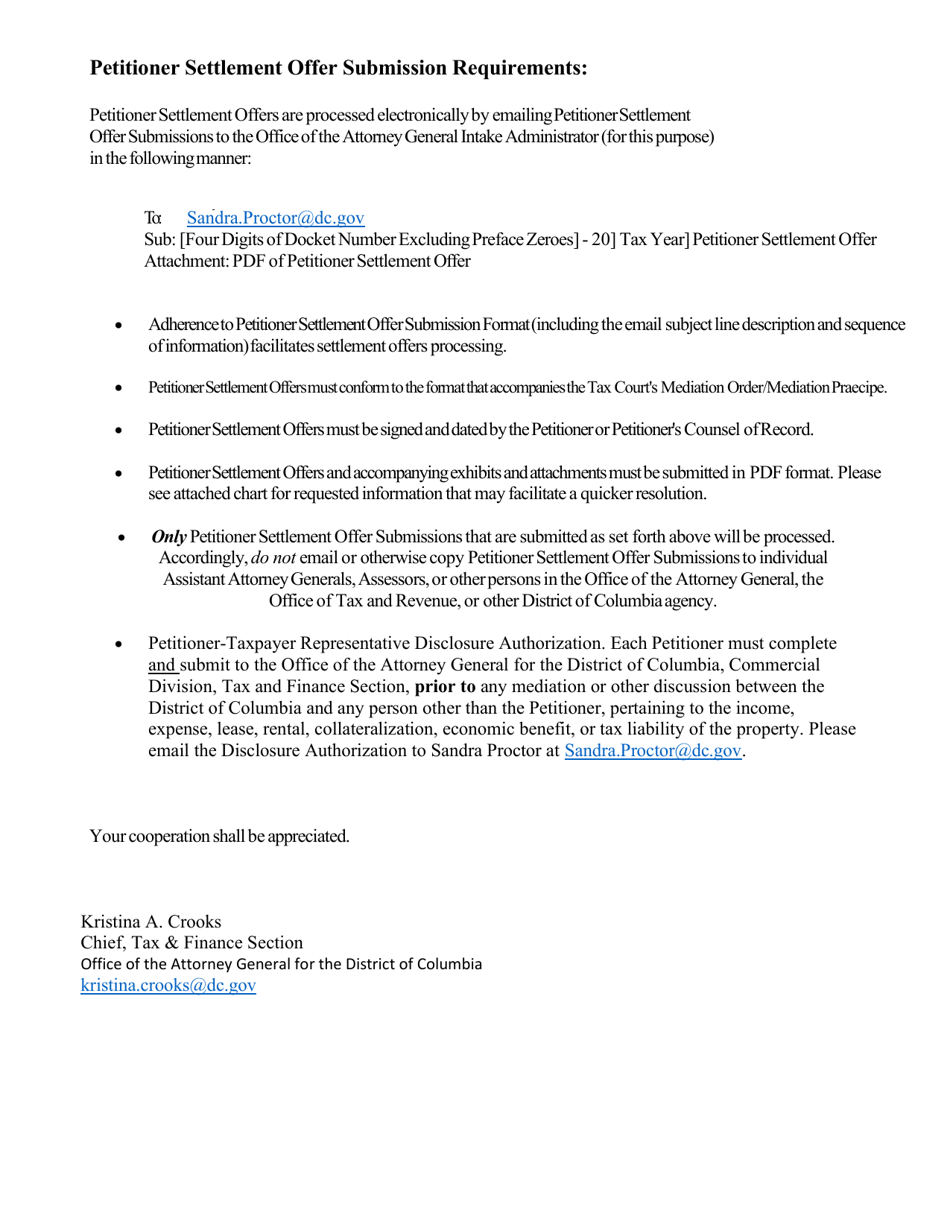 Settlement Offer Form - Washington, D.C., Page 3