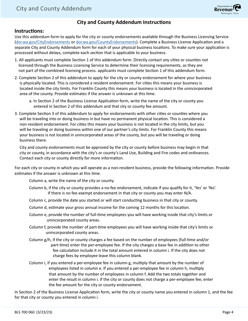 Form BLS700 060 City and County Addendum - Washington, Page 4