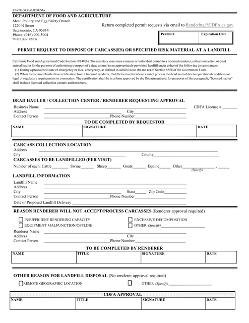 Form 79-121  Printable Pdf