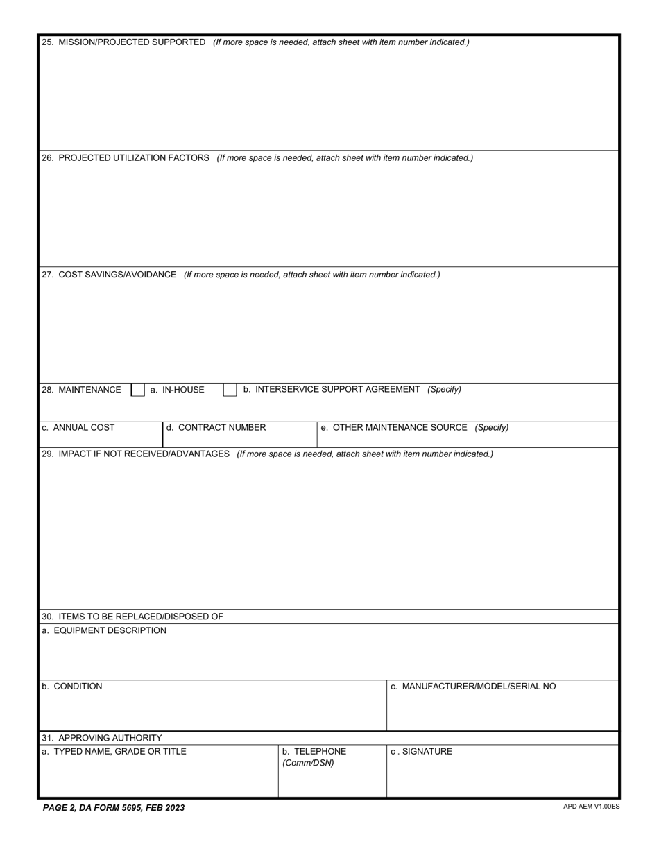 Da Form 5695 Fillable - Printable Forms Free Online