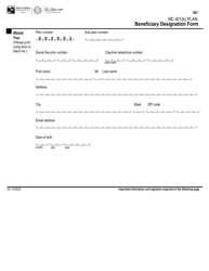 Beneficiary Designation Form - Nc 401(K) Plan - North Carolina, Page 2