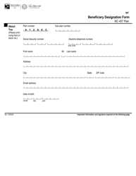 Beneficiary Designation Form - Nc 457 Plan - North Carolina, Page 2