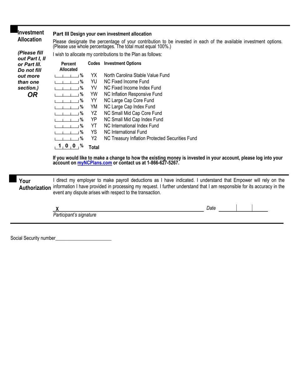 Contribution, Goalmaker and / or Allocation Change Form - North Carolina, Page 3