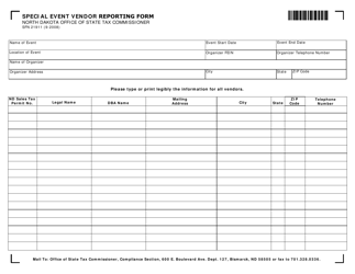 Document preview: Form SFN21911 Special Event Vendor Reporting Form - North Dakota