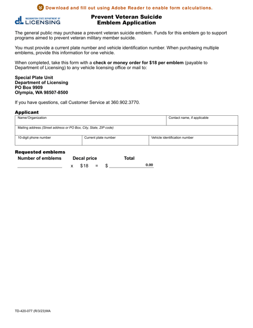 Form TD-420-077  Printable Pdf