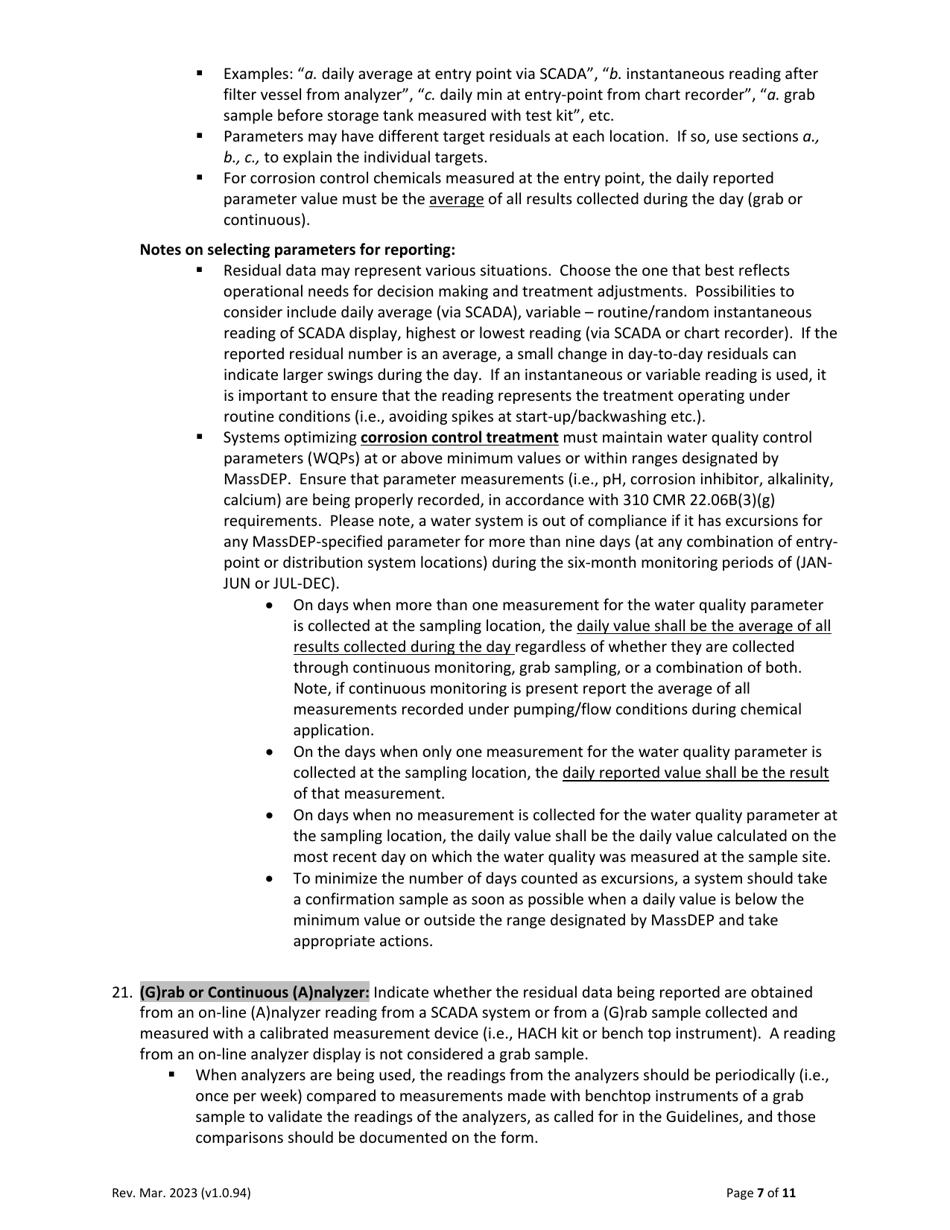 Instructions for Form C-ADD-XLSM Chemical Addition Report - Massachusetts, Page 7