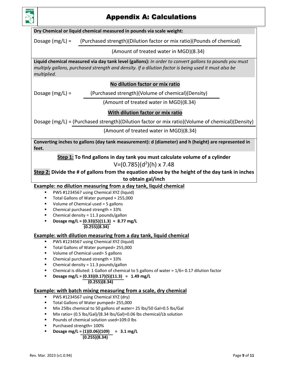 Instructions for Form C-ADD-XLSM Chemical Addition Report - Massachusetts, Page 9