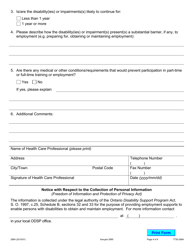 Form 2884 Verification of Disability/Impairment - Ontario, Canada, Page 4