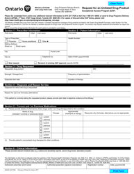 Document preview: Form 4406-87 Request for an Unlisted Drug Product - Exceptional Access Program (Eap) - Ontario, Canada (English/French)
