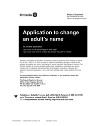 Document preview: Form 11155E Application to Change an Adult's Name - Ontario, Canada