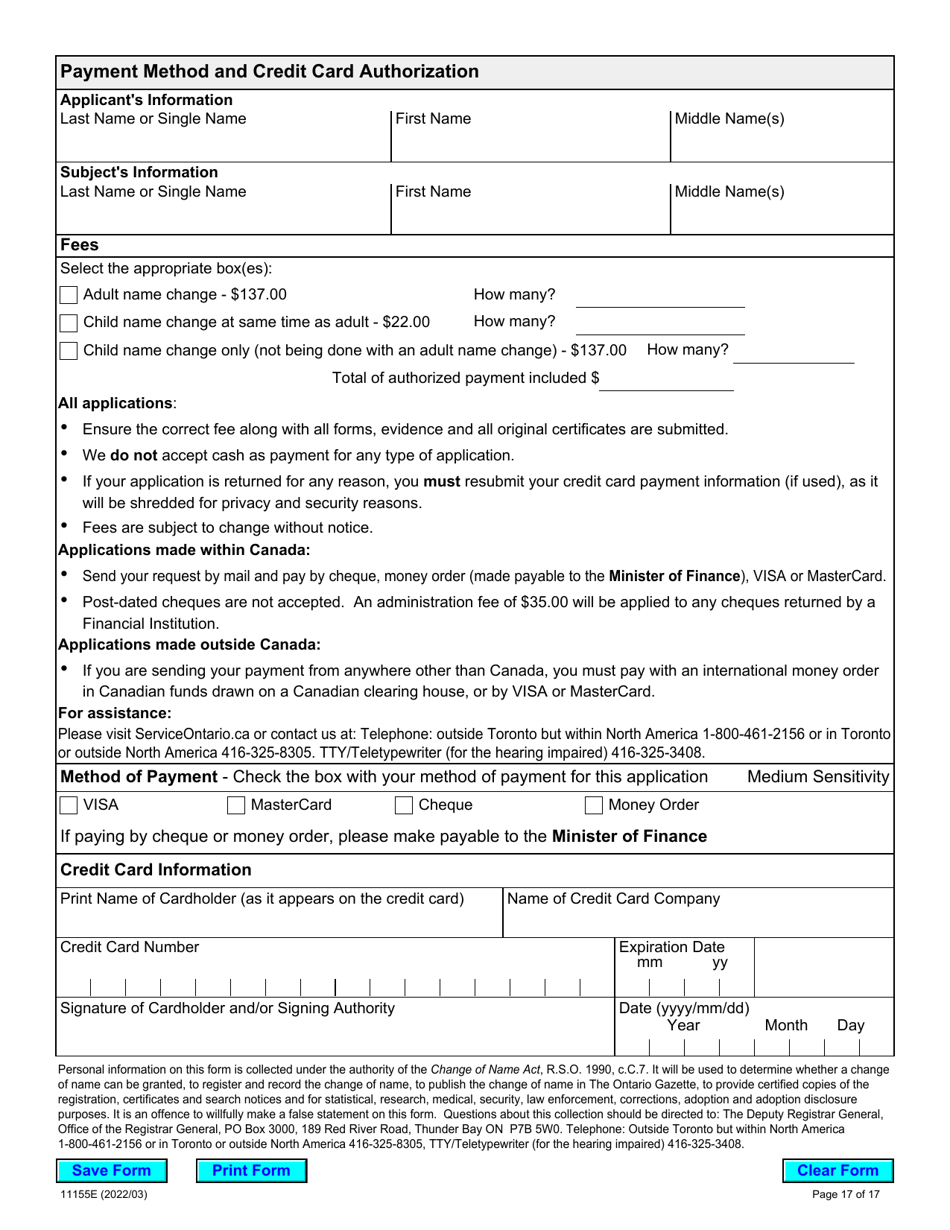 Form 11155E Application to Change an Adults Name - Ontario, Canada, Page 19