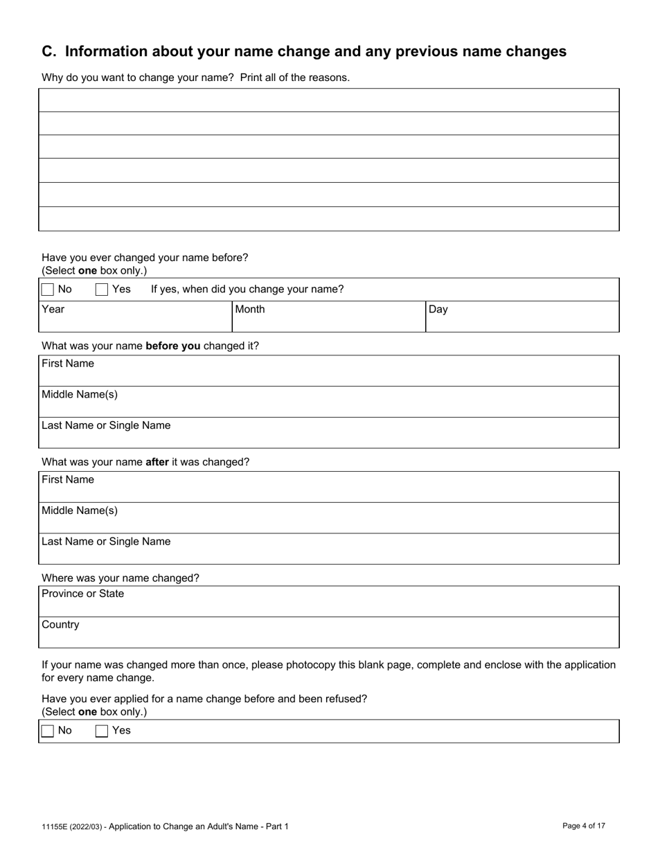 Form 11155E Application to Change an Adults Name - Ontario, Canada, Page 6