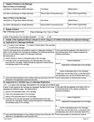 Form 11078 Request for Marriage Certificate - Ontario, Canada, Page 2