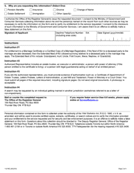 Form 11078 Request for Marriage Certificate - Ontario, Canada, Page 3