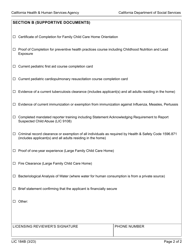 Form LIC184B Notification of Incomplete Application Family Child Care Home - California, Page 2