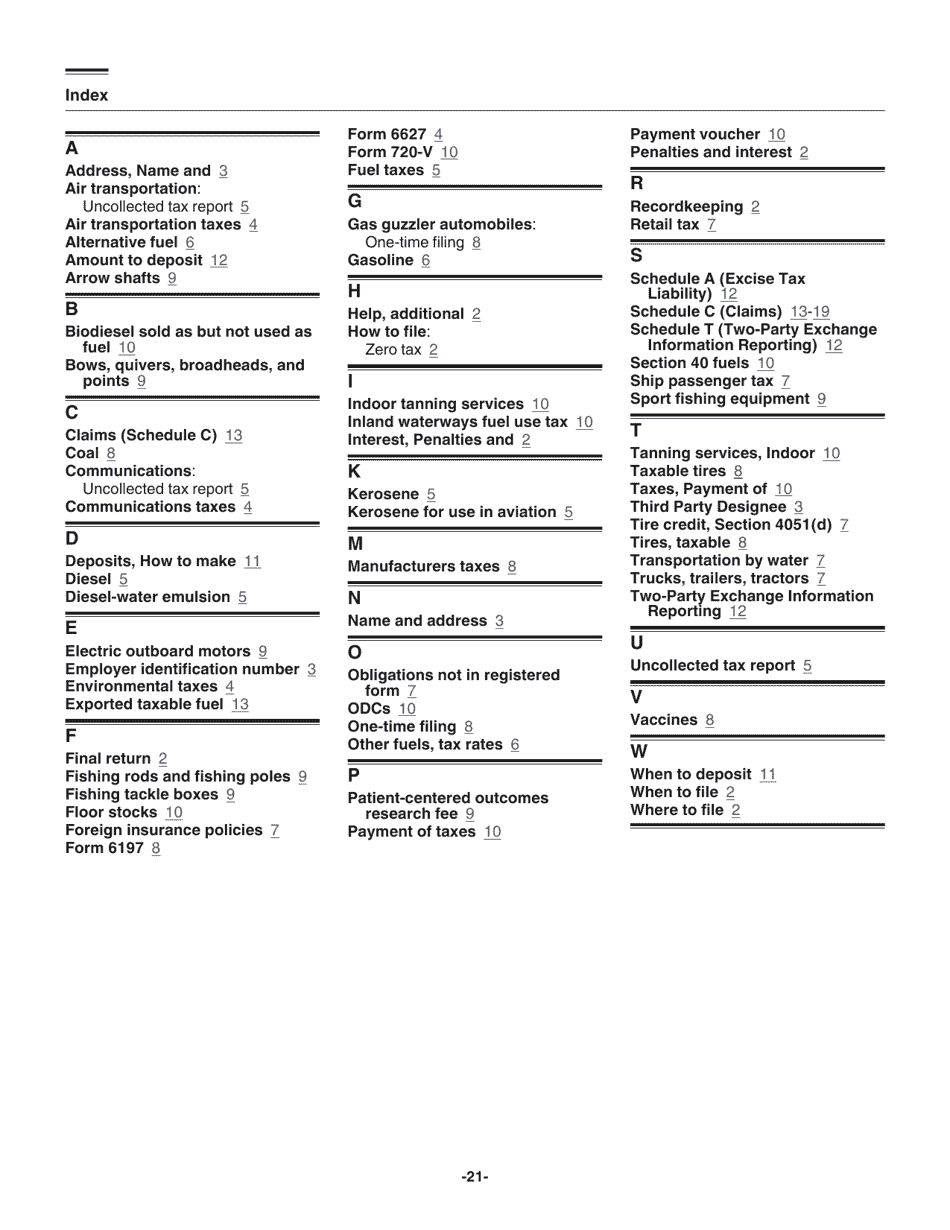 Instructions for IRS Form 720 Quarterly Federal Excise Tax Return, Page 21