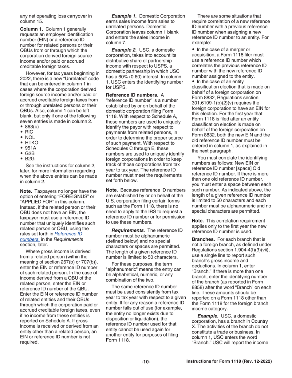 Instructions for IRS Form 1118 Foreign Tax Credit - Corporations, Page 10