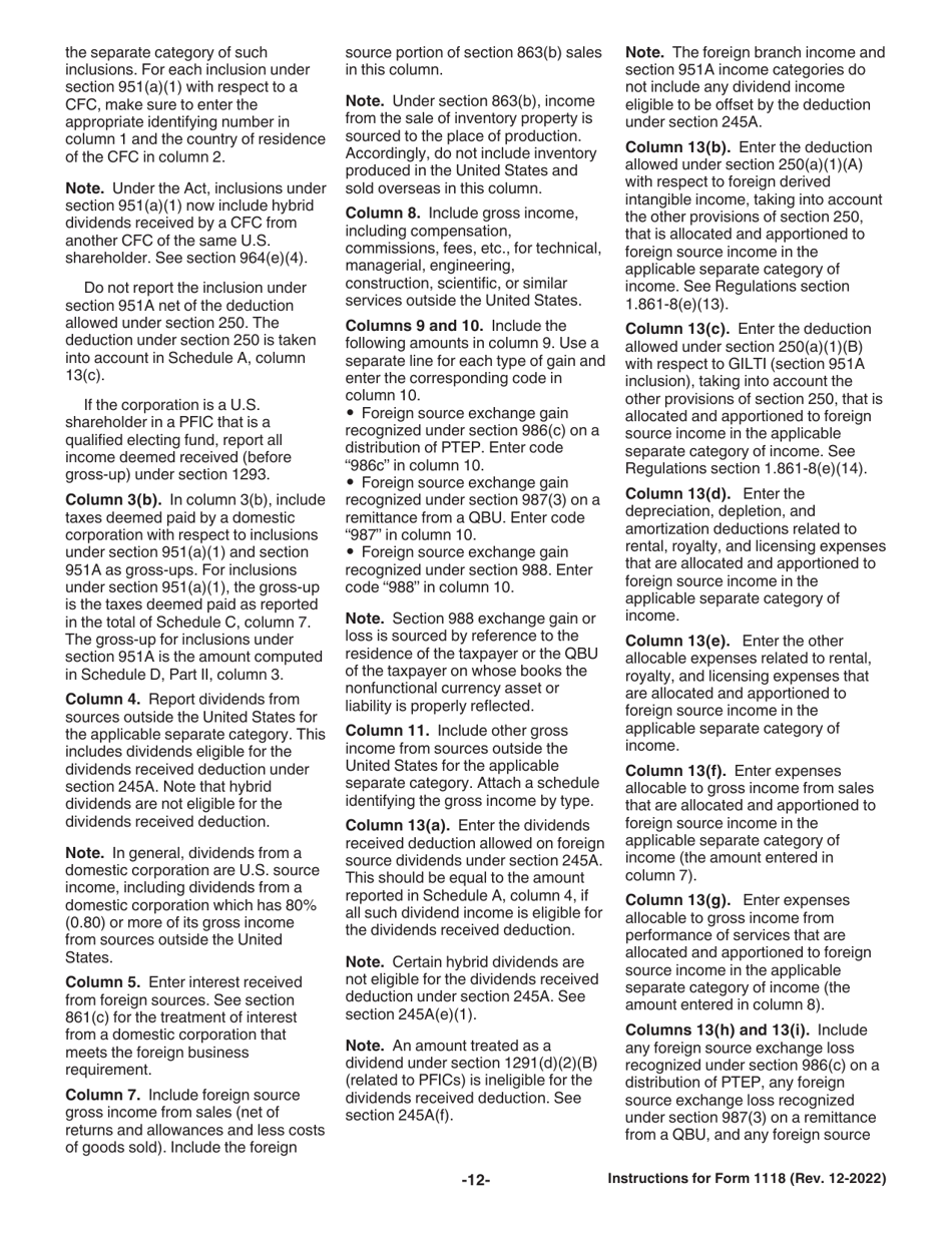 Instructions for IRS Form 1118 Foreign Tax Credit - Corporations, Page 12