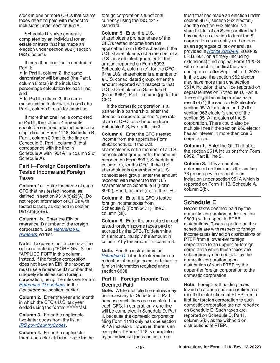 Instructions for IRS Form 1118 Foreign Tax Credit - Corporations, Page 18