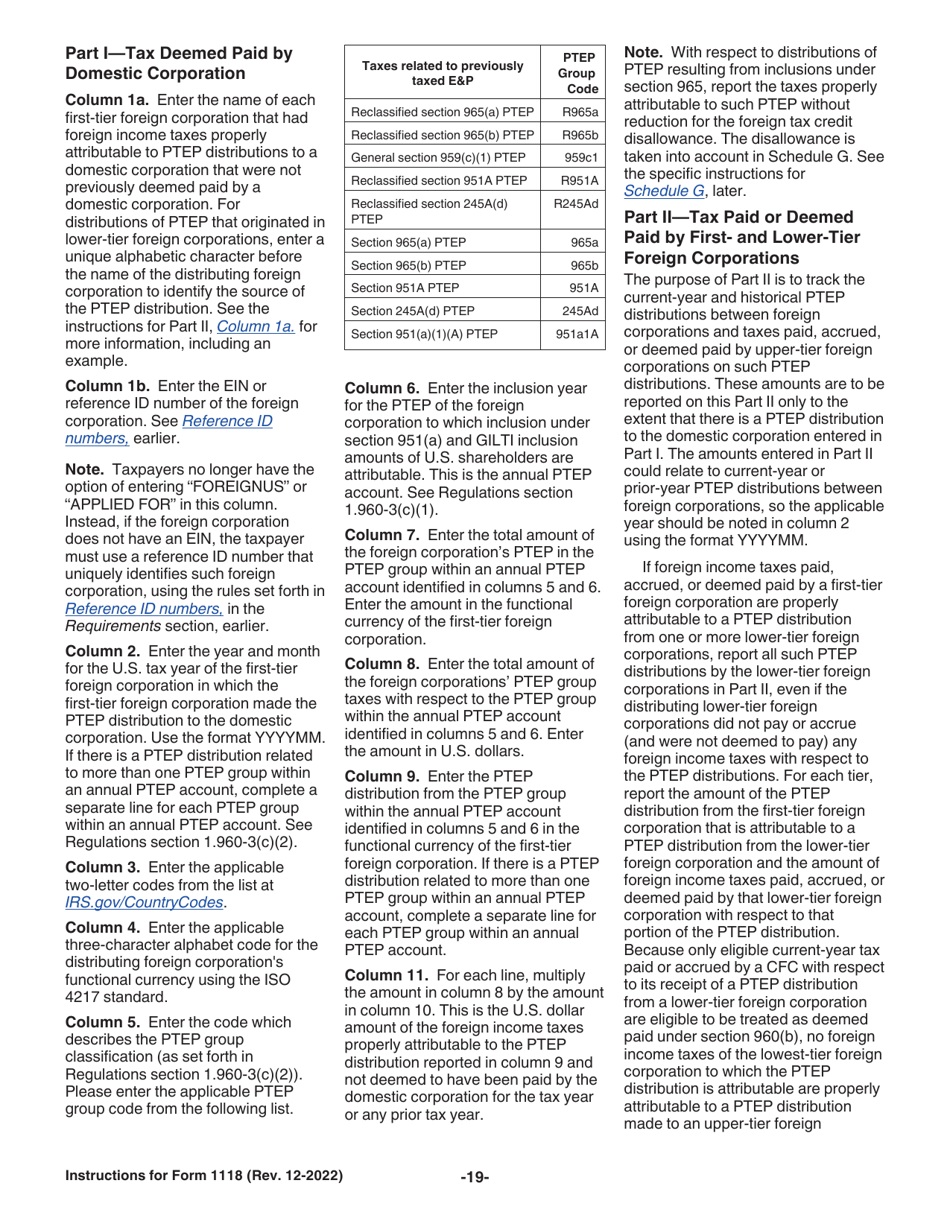 Instructions for IRS Form 1118 Foreign Tax Credit - Corporations, Page 19