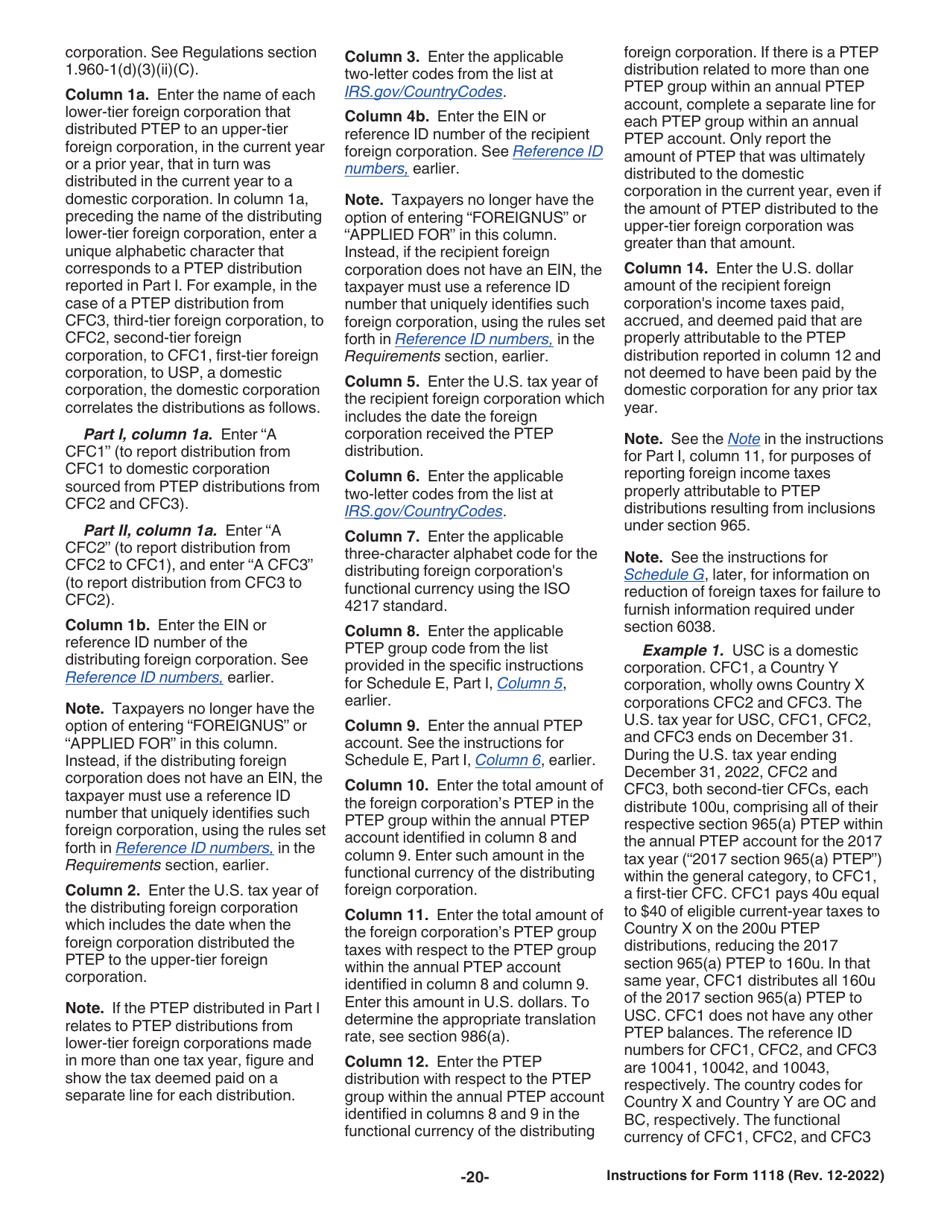 Instructions for IRS Form 1118 Foreign Tax Credit - Corporations, Page 20