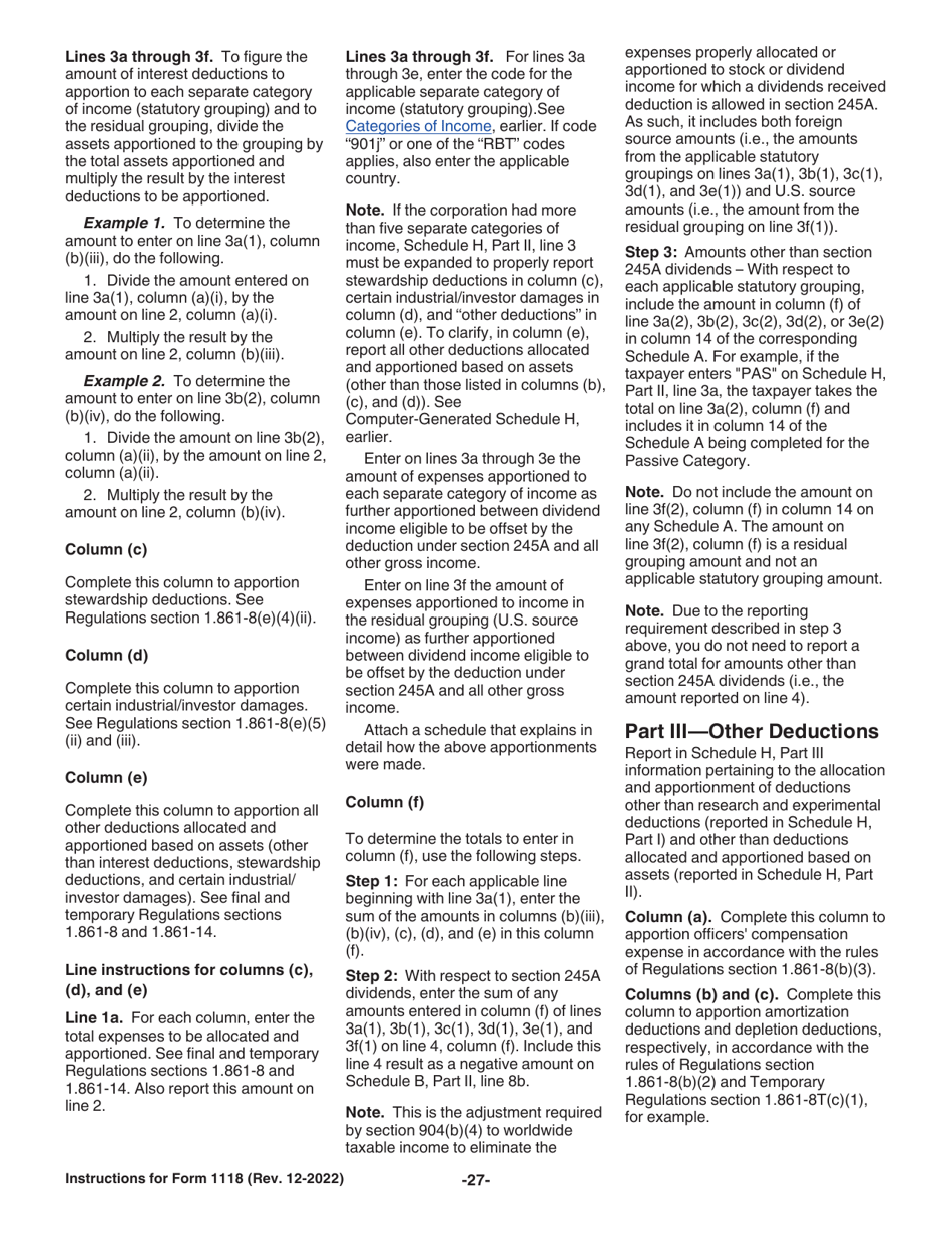 Instructions for IRS Form 1118 Foreign Tax Credit - Corporations, Page 27
