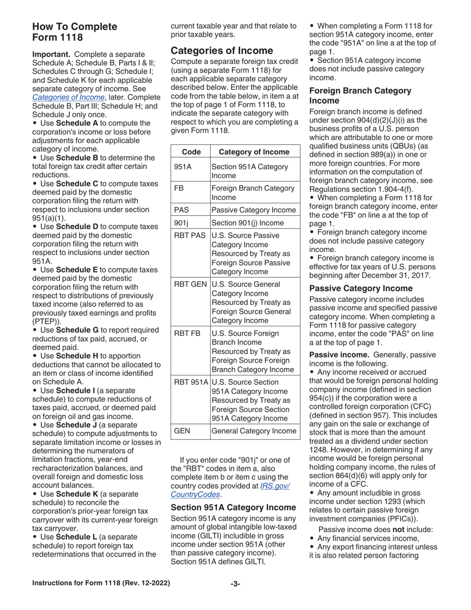 Instructions for IRS Form 1118 Foreign Tax Credit - Corporations, Page 3