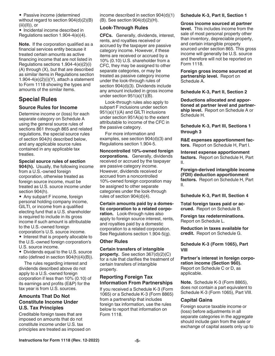 Instructions for IRS Form 1118 Foreign Tax Credit - Corporations, Page 5