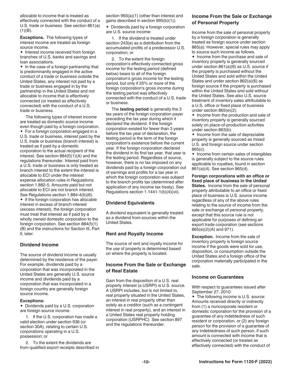 Instructions for IRS Form 1120-F U.S. Income Tax Return of a Foreign Corporation, Page 10