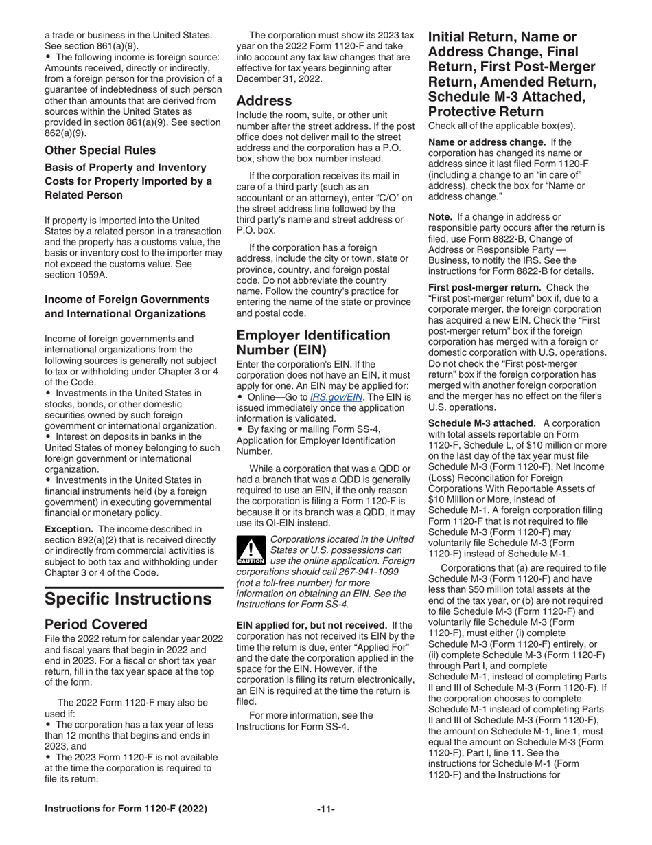 Instructions for IRS Form 1120-F U.S. Income Tax Return of a Foreign Corporation, Page 11