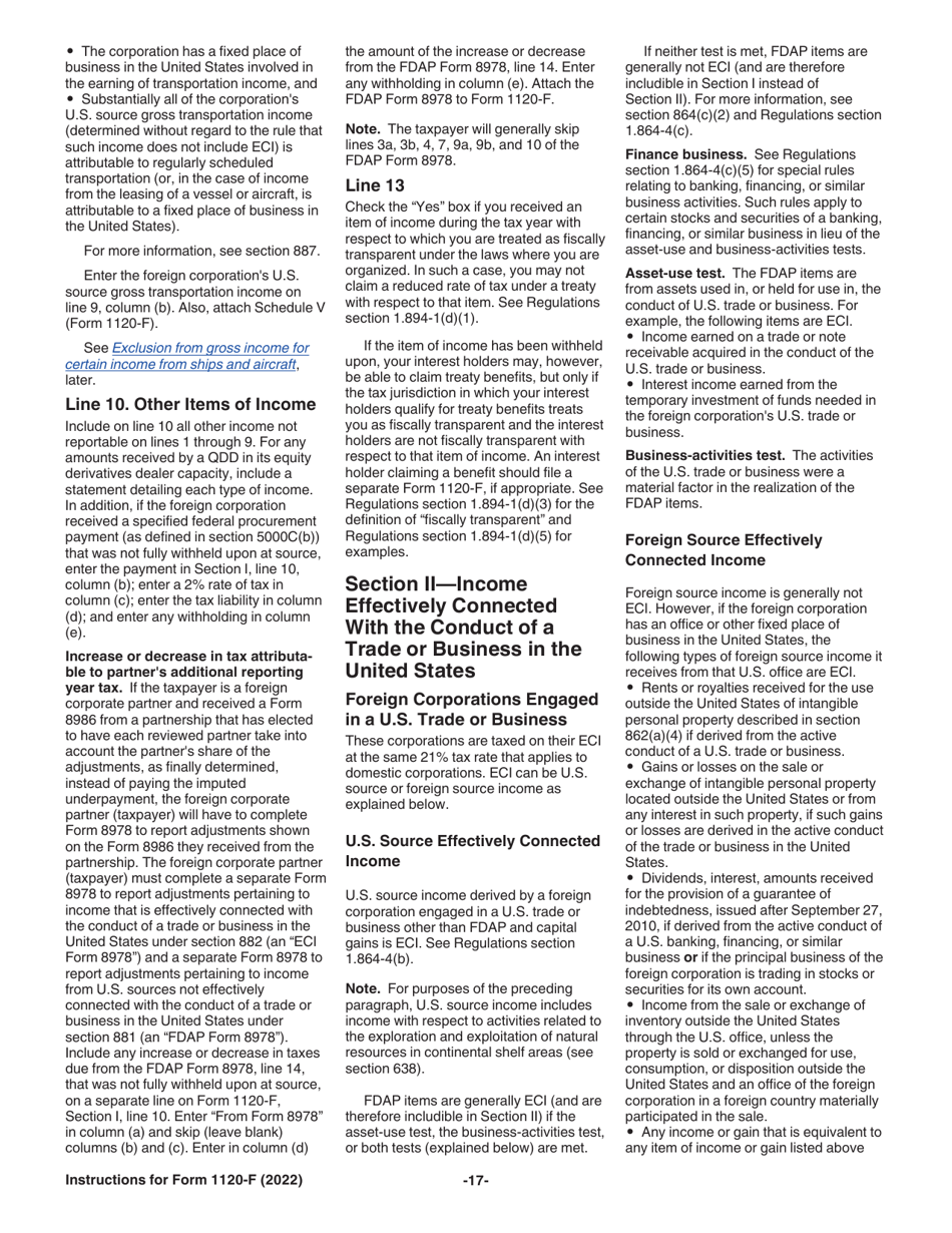Instructions for IRS Form 1120-F U.S. Income Tax Return of a Foreign Corporation, Page 17