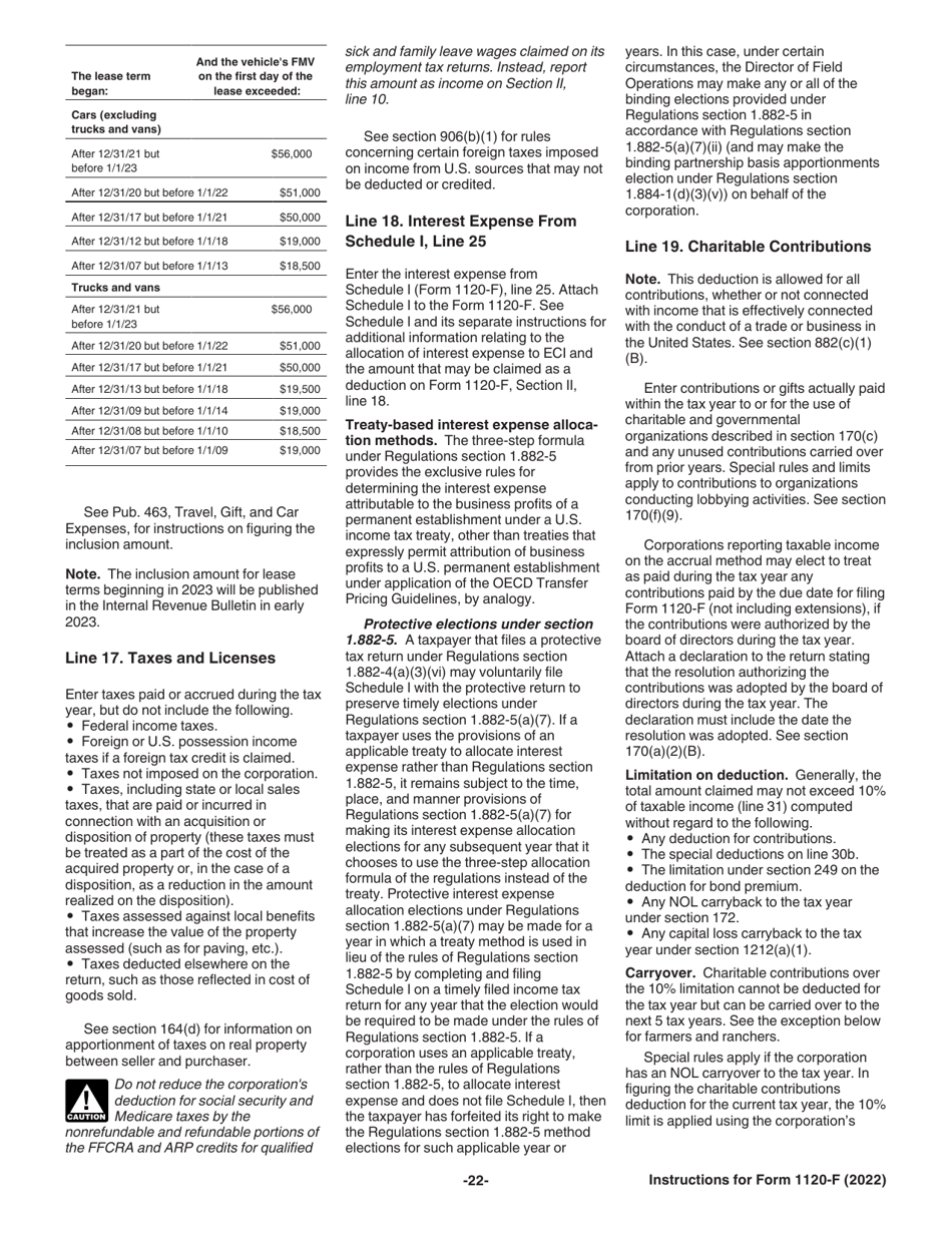 Instructions for IRS Form 1120-F U.S. Income Tax Return of a Foreign Corporation, Page 22