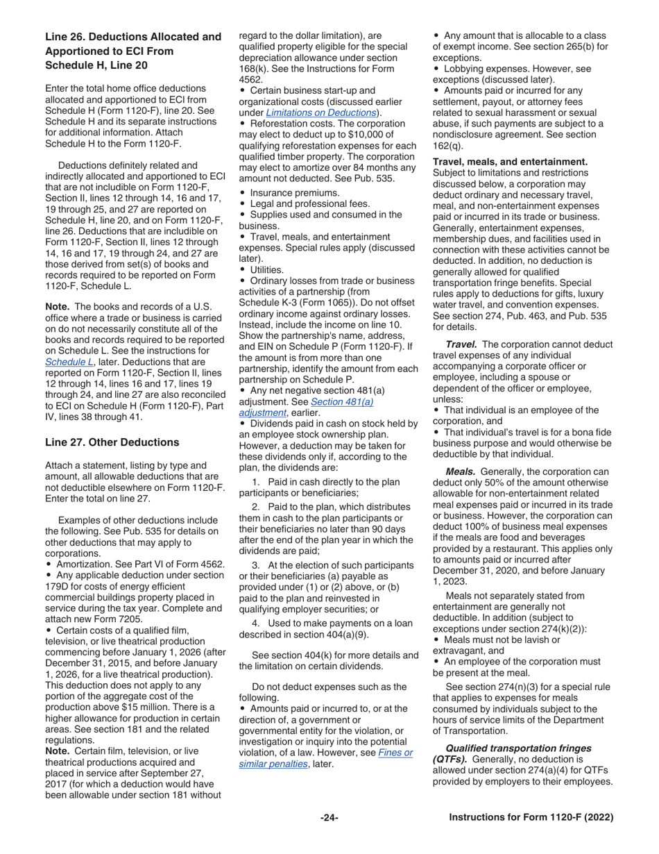 Instructions for IRS Form 1120-F U.S. Income Tax Return of a Foreign Corporation, Page 24