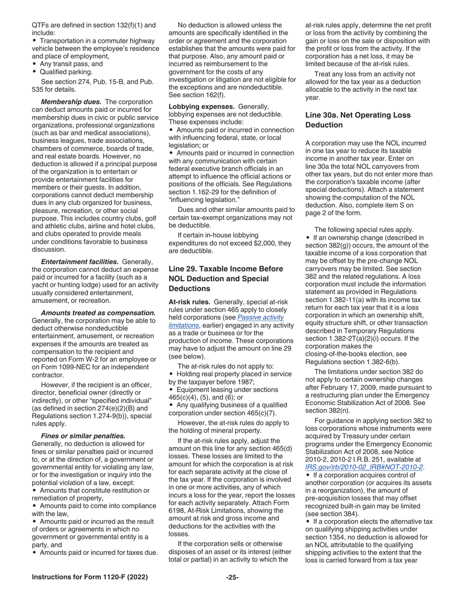 Instructions for IRS Form 1120-F U.S. Income Tax Return of a Foreign Corporation, Page 25