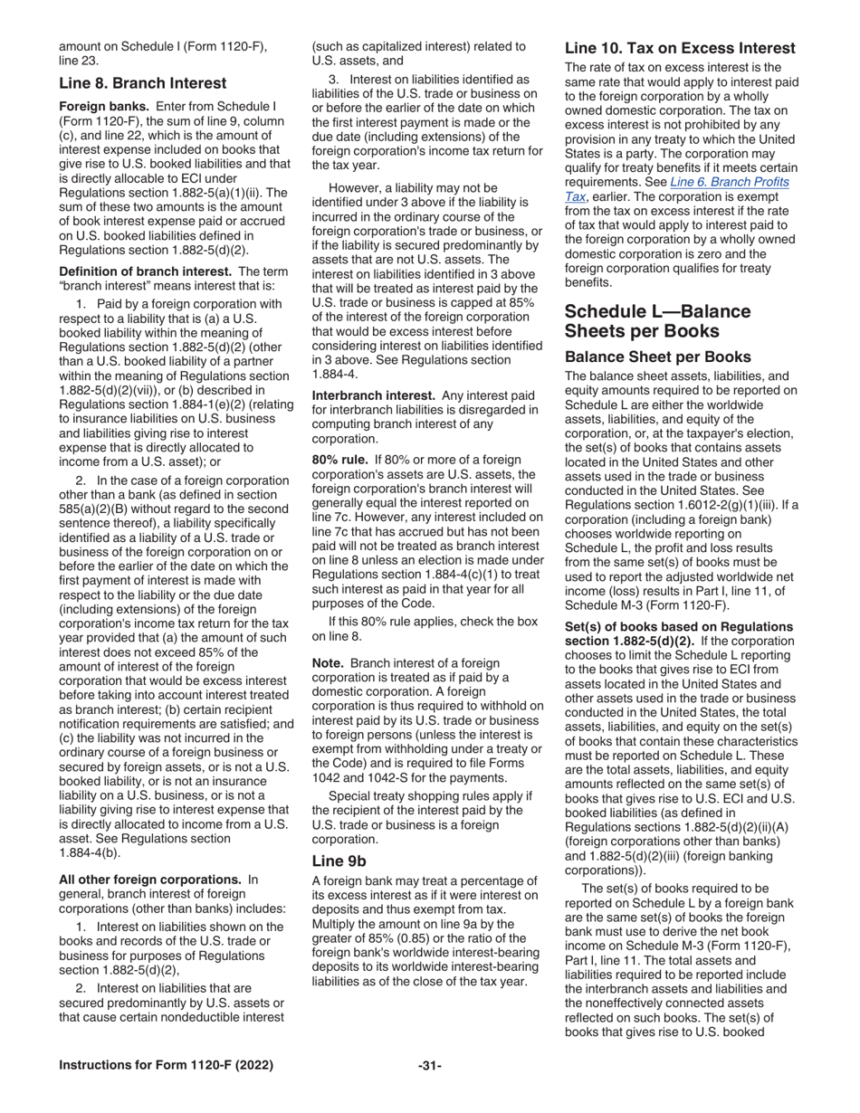 Instructions for IRS Form 1120-F U.S. Income Tax Return of a Foreign Corporation, Page 31