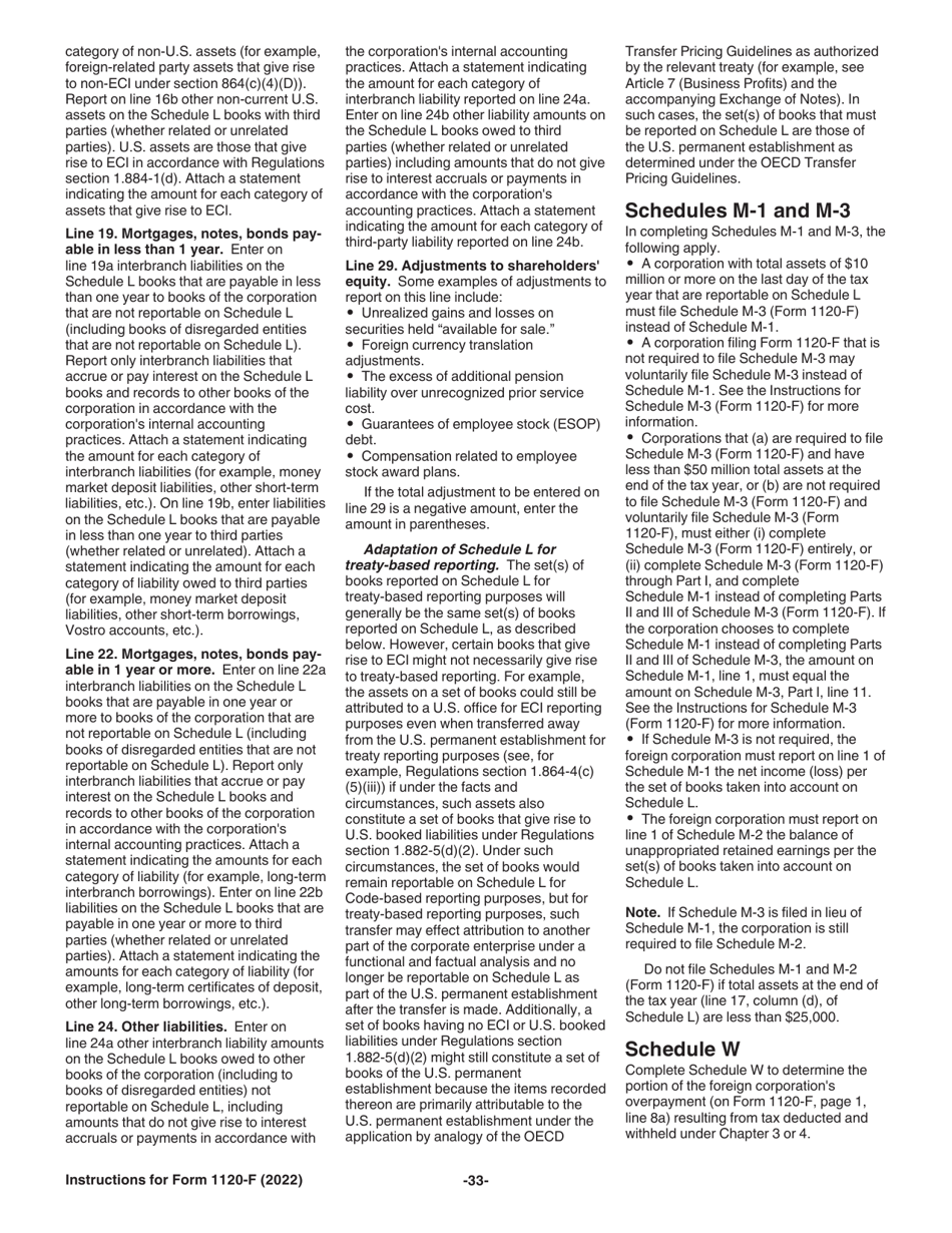 Instructions for IRS Form 1120-F U.S. Income Tax Return of a Foreign Corporation, Page 33