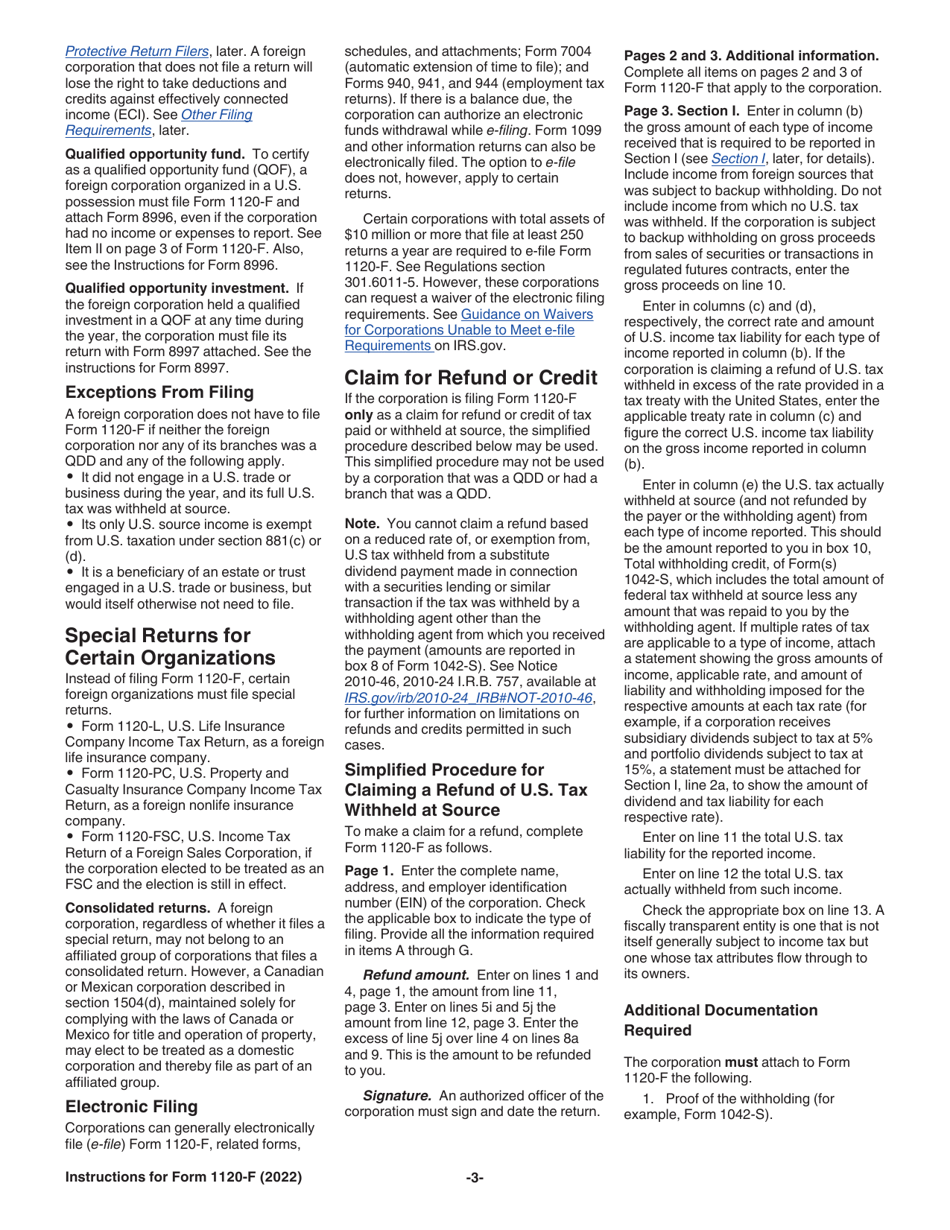 Instructions for IRS Form 1120-F U.S. Income Tax Return of a Foreign Corporation, Page 3