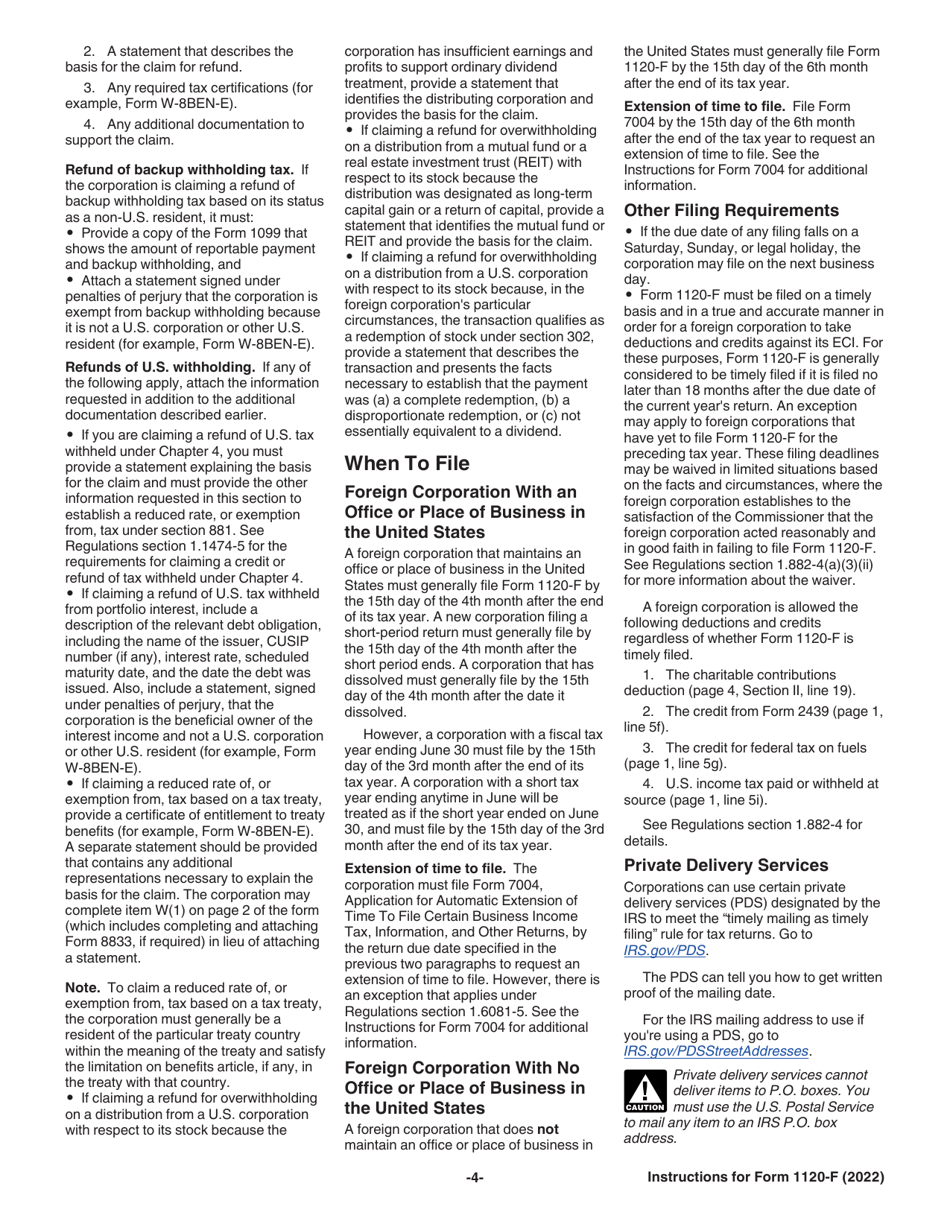 Instructions for IRS Form 1120-F U.S. Income Tax Return of a Foreign Corporation, Page 4