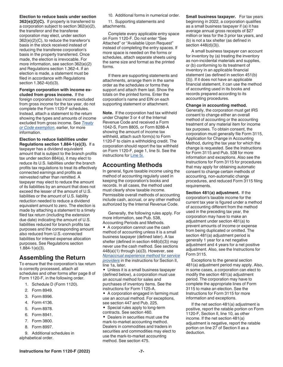 Instructions for IRS Form 1120-F U.S. Income Tax Return of a Foreign Corporation, Page 7