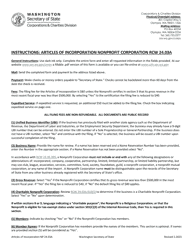 Document preview: Articles of Incorporation - Washington Nonprofit Corporation - Washington