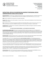 Document preview: Articles of Incorporation - Washington Nonprofit Professional Service Corporation - Washington