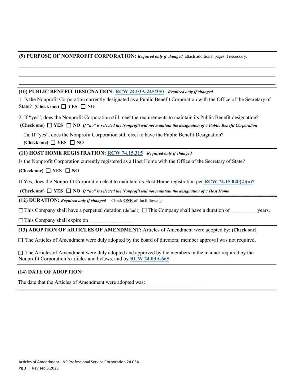 Articles of Amendment - Washington Nonprofit Professional Service Corporation - Washington, Page 6