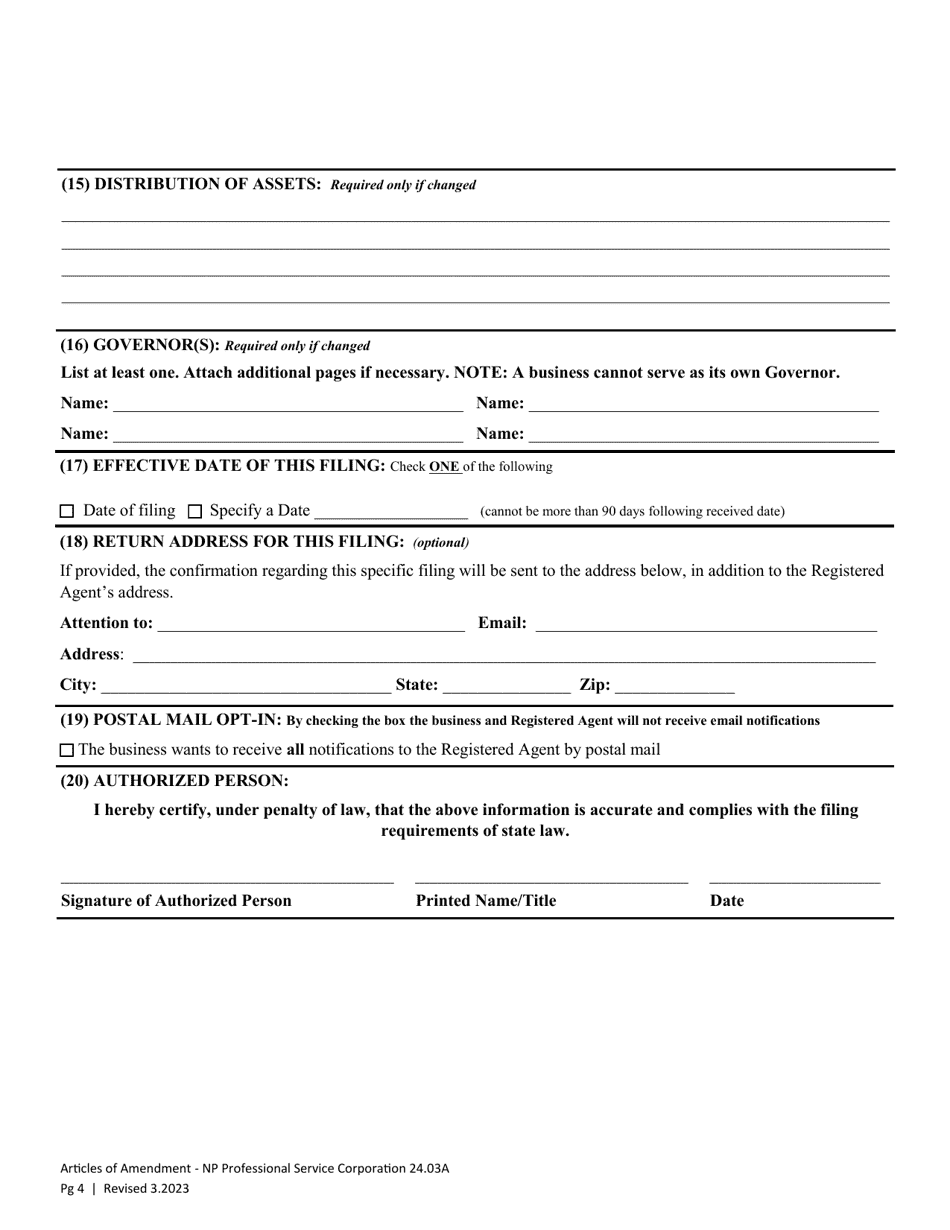 Articles of Amendment - Washington Nonprofit Professional Service Corporation - Washington, Page 7