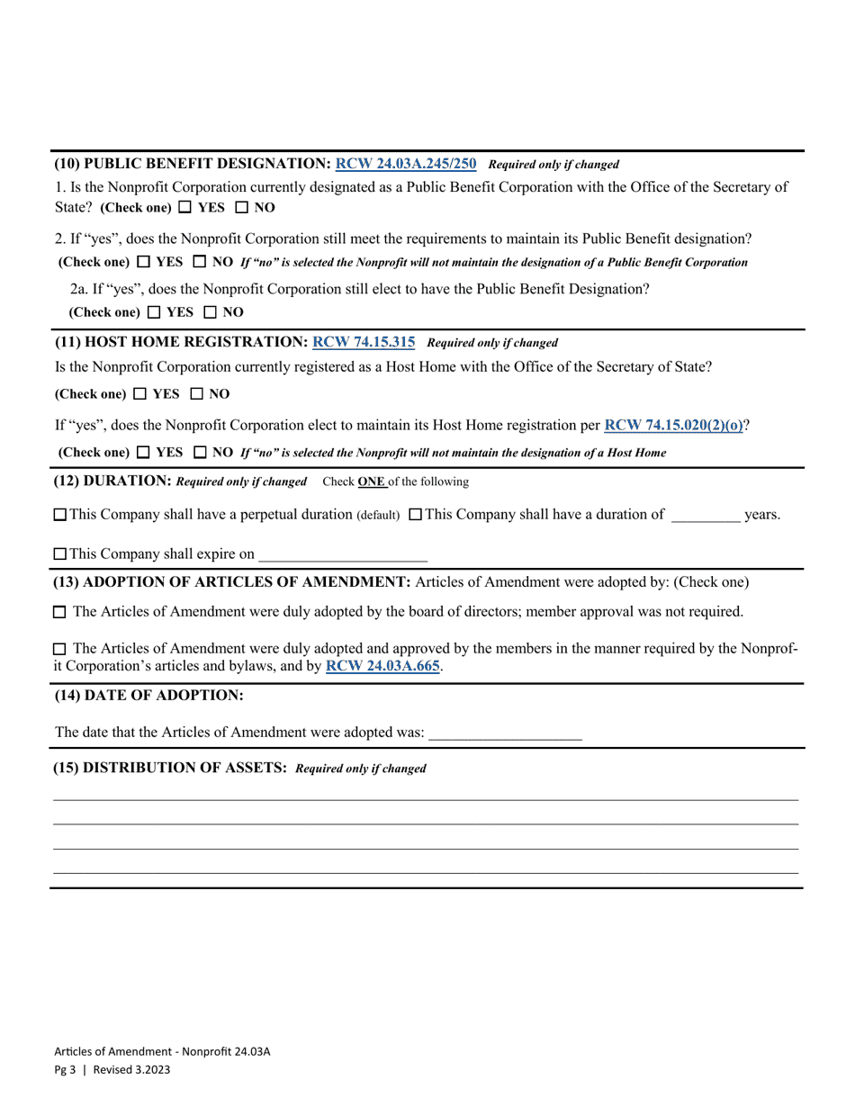 Articles of Amendment - Washington Nonprofit Corporation - Washington, Page 6